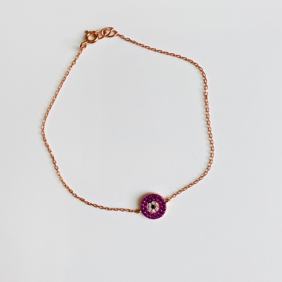 Rose Gold Ruby Cubic Zirconia S. Silver Bracelet - Picture 2 of 2